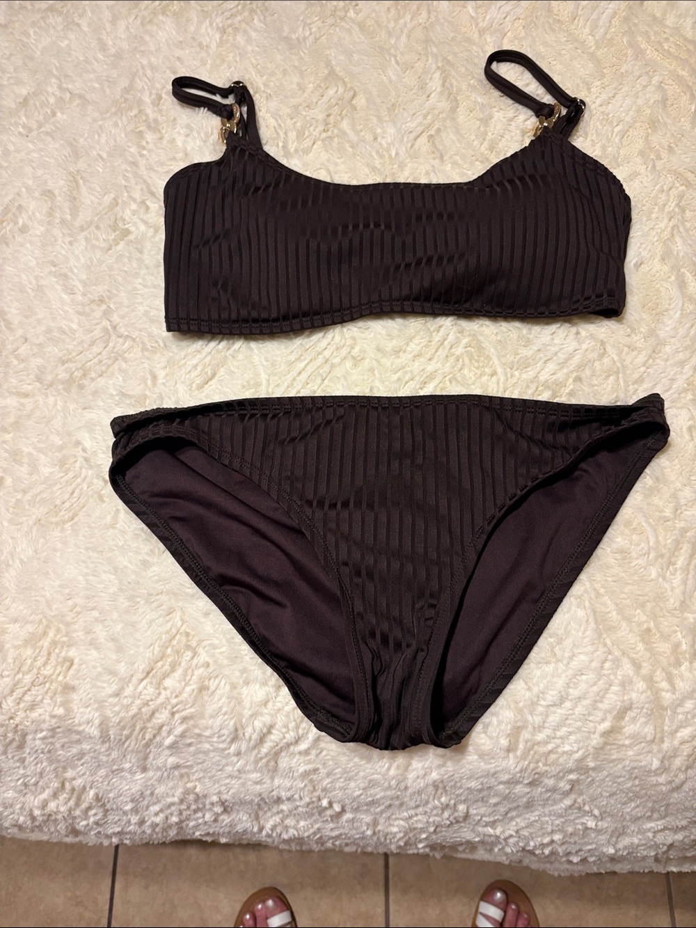 Women’s brown two-piece bathing suit, Michael Kors